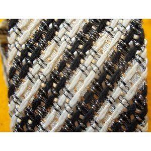 1950s VINTAGE WARD & WARD ~BLACK & Gold Lamé ~BEATNIK SQUARE END MENS TIE ~ 51"
